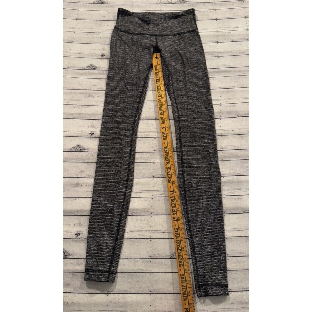 LULULEMON Womens Woven Leggings Sz 4 Black Gray High Waist Gym Yoga Workout - Picture 7 of 16